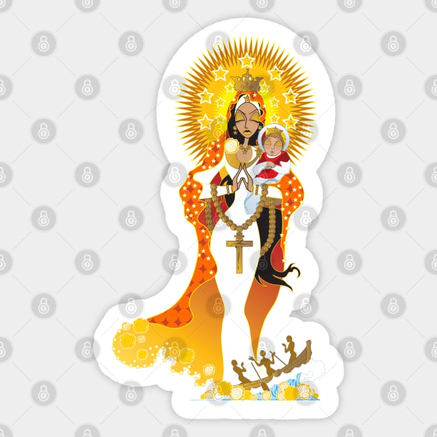 La Virgen de la Caridad del Cobre Sticker by The Cuban Witch